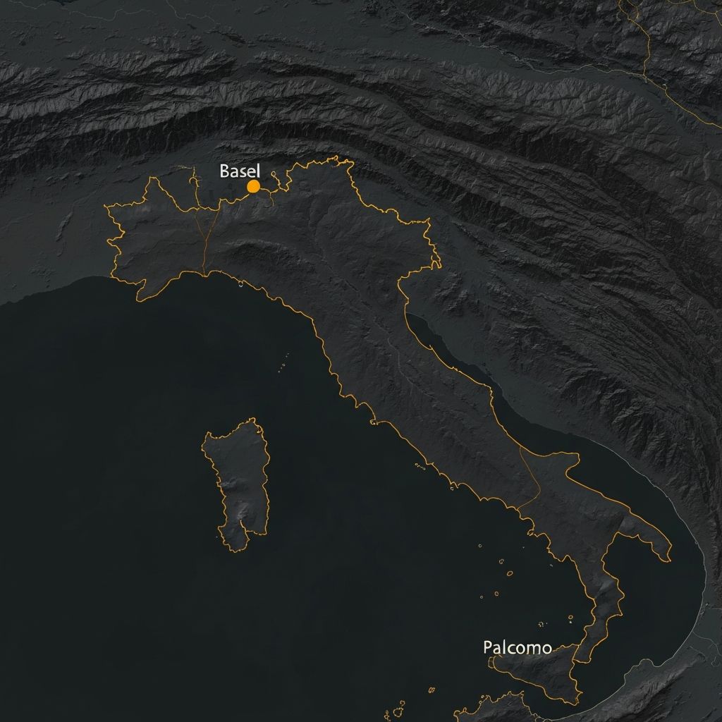 Expedition route from Basel to Palermo